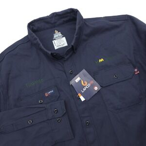 Lapco FR Shirt Mens 2XL Blue Flame Resistant Welding Workwear Logo NWT Button Up